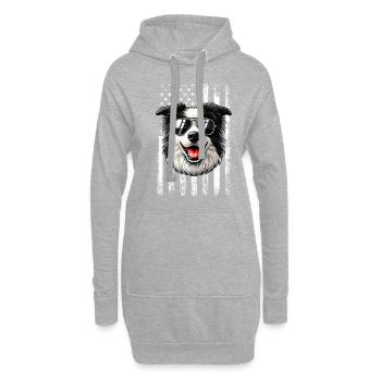 vintage Border Collie Dog - Hoodie-Kleid - Grau meliert - Vorne