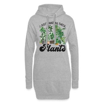 Plant Lover Gardening I Just Want - Hoodie-Kleid - Grau meliert - Vorne