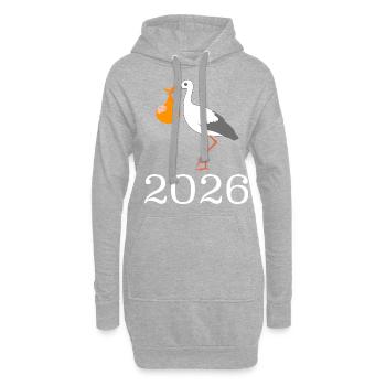 Mignon cigogne avec bébé 2026 illustration - Sweat-shirt à capuche long Femme - gris chiné - Devant