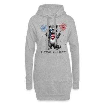 Wild Und Frei Waschbär 4. Juli mit US Sonnenbrille - Hoodie-Kleid - Grau meliert - Vorne