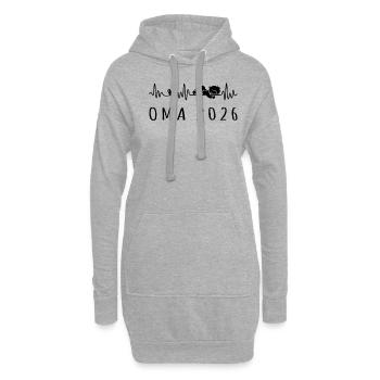Oma 2026 Baby Herzschlag Schwangerschaft - Hoodie-Kleid - Grau meliert - Vorne