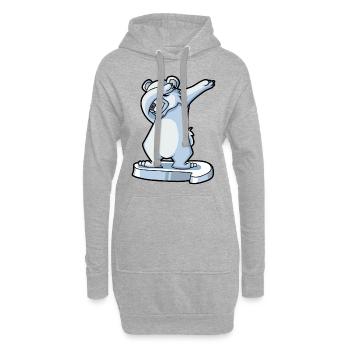 Dabbender Eisbär - Hoodie-Kleid - Grau meliert - Vorne