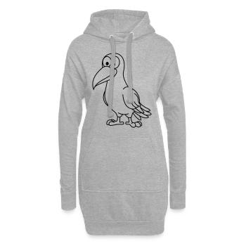 Corbeau Comic Animal - Sweat-shirt à capuche long Femme - gris chiné - Devant