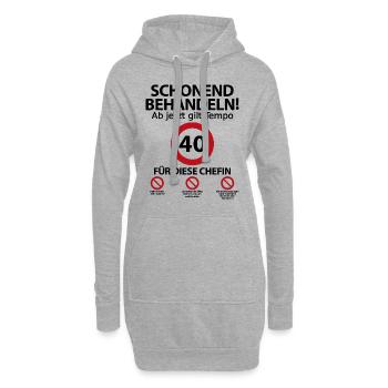 40. Geburtstag Chefin Geburtstagsgeschenk Spruch - Hoodie-Kleid - Grau meliert - Vorne