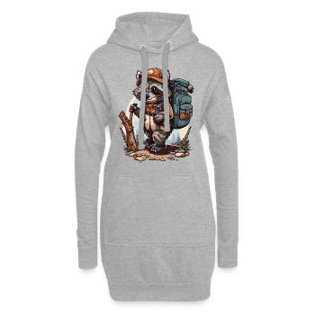 Les aventures de randonnée des ratons laveurs - Sweat-shirt à capuche long Femme - gris chiné - Devant