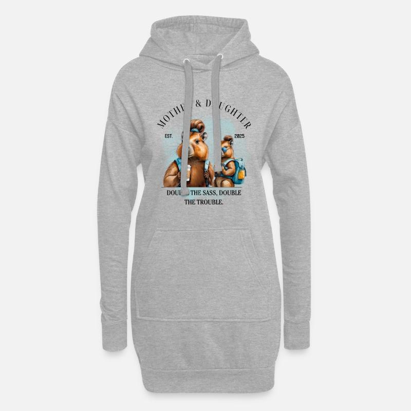 Doppelt so frech – doppelt so wild - Hoodie-Kleid - Grau meliert