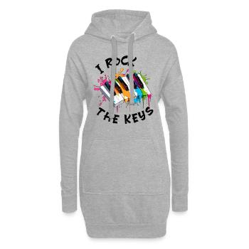 Musik Klavier "I rock the keys" Farbspritzer - Hoodie-Kleid - Grau meliert - Vorne
