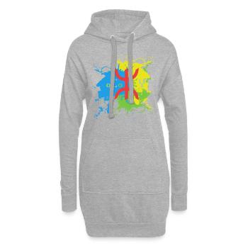 Amazigh Splash Art Design Drapeau amazigh berbère - Sweat-shirt à capuche long Femme - gris chiné - Devant