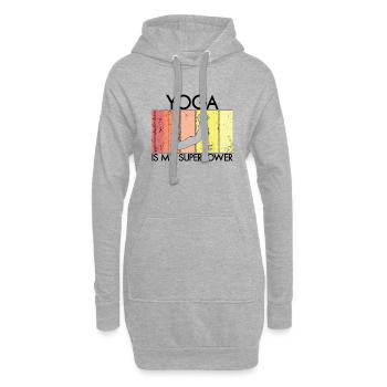 Le yoga, c’est mon super-pouvoir - Sweat-shirt à capuche long Femme - gris chiné - Devant