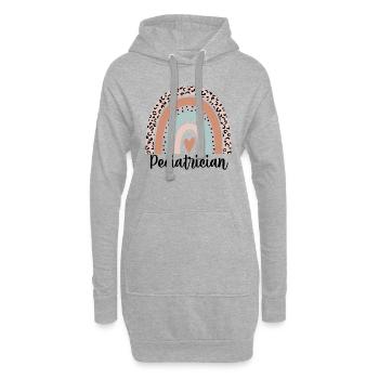 Kinderarzt Regenbogen Leopard Lustiger Kinderarzt - Hoodie-Kleid - Grau meliert - Vorne