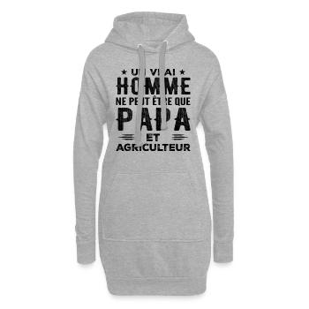 Ein echter Mann ist nur ein Vater und ein Bauer - Hoodie-Kleid - Grau meliert - Vorne