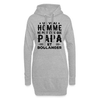 Un Vrai Homme N'est Que Papa et Boulanger - Sweat-shirt à capuche long Femme - gris chiné - Devant