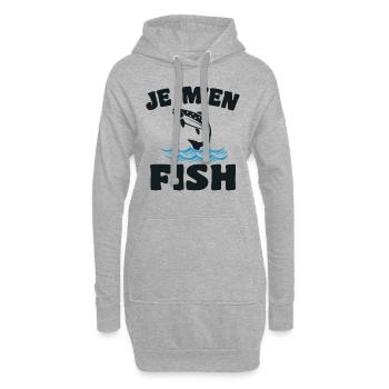 Ich fische nicht. Lustiges Fischergeschenk zum Angeln - Hoodie-Kleid - Grau meliert - Vorne