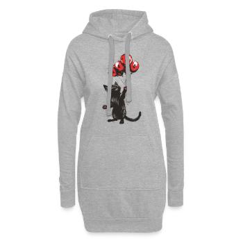 4 Jahre Geschenk 4. Geburtstag Katze - Hoodie-Kleid - Grau meliert - Vorne