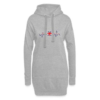 | Union Jack Heartbeat | du drapeau britannique Cœur - Sweat-shirt à capuche long Femme - gris chiné - Devant