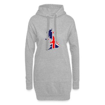 carte union jack | | du drapeau britannique | de Grande-Bretagne ROYAUME-UNI - Sweat-shirt à capuche long Femme - gris chiné - Devant