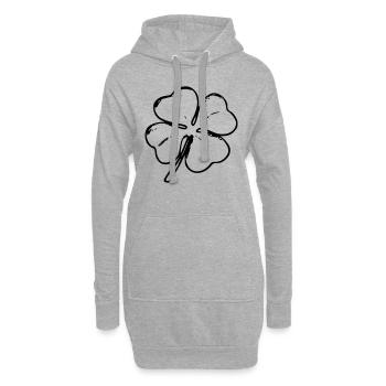 Kleeblatt, Glück, Natur - Hoodie-Kleid - Grau meliert - Vorne