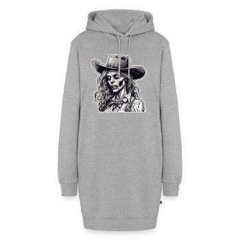 Cow Girl / Wilde Westen / Wüste / Lasso / Rodeo - Hoodie-Kleid - Grau meliert - Vorne