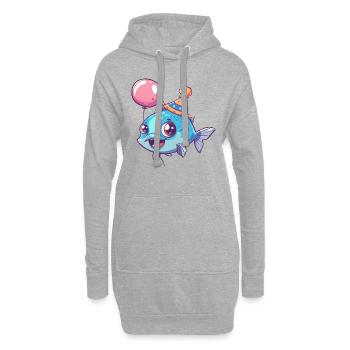 Piranha Fische Geburtstag Comic Niedlich - Hoodie-Kleid - Grau meliert - Vorne