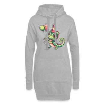 Caméléon Anniversaire Bande Dessinée Mignon - Sweat-shirt à capuche long Femme - gris chiné - Devant