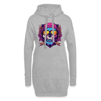 Ski Skibrille Skull Wappen - Hoodie-Kleid - Grau meliert - Vorne