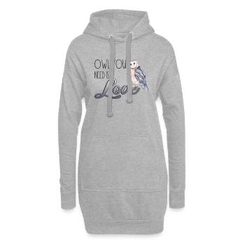 Boho Eule Uhu Partner Liebe Waldtier Süß Kuscheln - Hoodie-Kleid - Grau meliert - Vorne