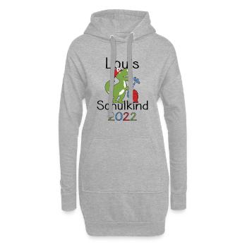 Louis 2022 T-Rex Einschulung Erstklässler 2022 - Hoodie-Kleid - Grau meliert - Vorne