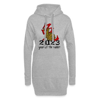 Chinesisches Hase Schriftzeichen Neujahr - Hoodie-Kleid - Grau meliert - Vorne