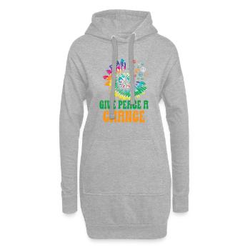 Hippie Peace Zeichen Frieden Blumen Blumenkind - Hoodie-Kleid - Grau meliert - Vorne
