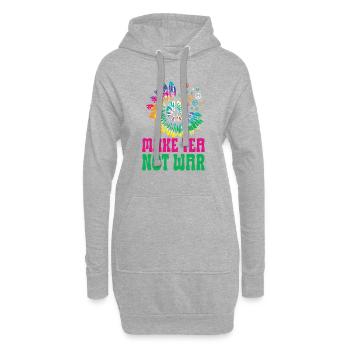 Hippie Peace Zeichen Frieden Blumen Blumenkind - Hoodie-Kleid - Grau meliert - Vorne