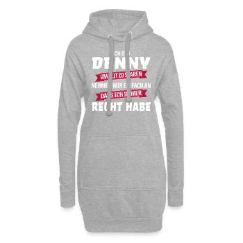 Denny Name Vorname Spruch - Hoodie-Kleid - Grau meliert - Vorne