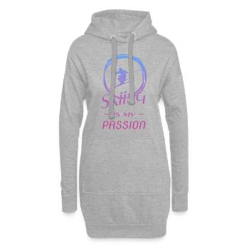skiing is my passion - Hoodie-Kleid - Grau meliert - Vorne