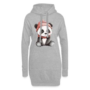 Panda mignon mignon bébé enfants animal ours dessin animé - Sweat-shirt à capuche long Femme - gris chiné - Devant