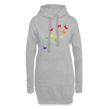 Papillon Arc-en-ciel LGBT LGBTQ lesbienne pride - Sweat-shirt à capuche long Femme - gris chiné - Devant
