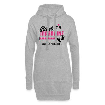 Bientôt marraine veuillez patienter - Sweat-shirt à capuche long Femme - gris chiné - Devant
