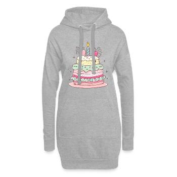 gâteau d'anniversaire joyeux anniversaire - Sweat-shirt à capuche long Femme - gris chiné - Devant