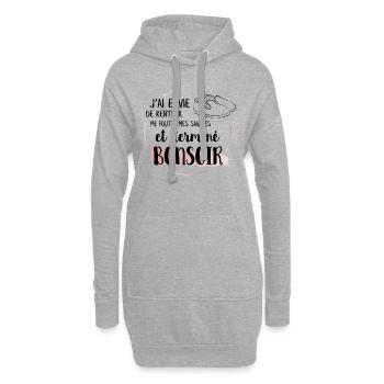 Bonsoir - Sweat-shirt à capuche long Femme - gris chiné - Devant