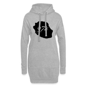 île de la réunion 974 blanc - Sweat-shirt à capuche long Femme - gris chiné - Devant