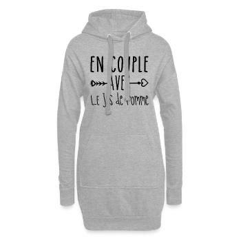 En Couple avec Jus de pomme, Fans de Jus de pomme - Sweat-shirt à capuche long Femme - gris chiné - Devant