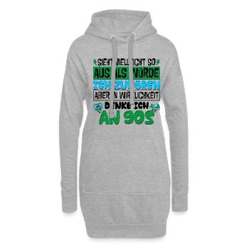 in Wirklichkeit denke ich an 90s - Hoodie-Kleid - Grau meliert - Vorne
