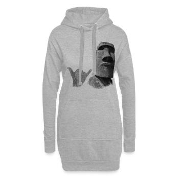 Funny Easter Island Moai Statue Surfer Shaka - Sweat-shirt à capuche long Femme - gris chiné - Devant