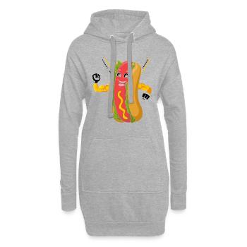 Ninja Fighter Hot Dog Amour Hot Dog - Sweat-shirt à capuche long Femme - gris chiné - Devant