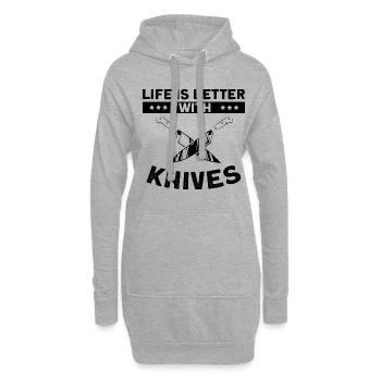 Leben ist besser mit Messer Messersammler - Hoodie-Kleid - Grau meliert - Vorne