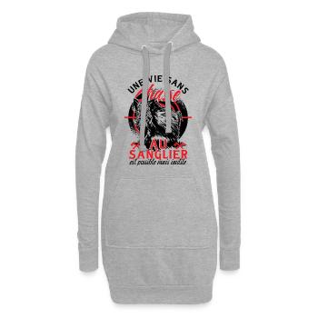 Une Vie Sans Chasse Au Sanglier - Sweat-shirt à capuche long Femme - gris chiné - Devant