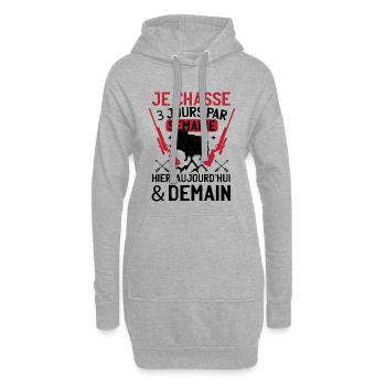 Chasse Humour Chasseur - Sweat-shirt à capuche long Femme - gris chiné - Devant
