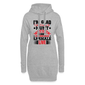 Ich weiß nicht, wo Sarmale lebt - Hoodie-Kleid - Grau meliert - Vorne