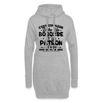 Compliqué d'être un bogosse et un patron - Sweat-shirt à capuche long Femme - gris chiné - Devant