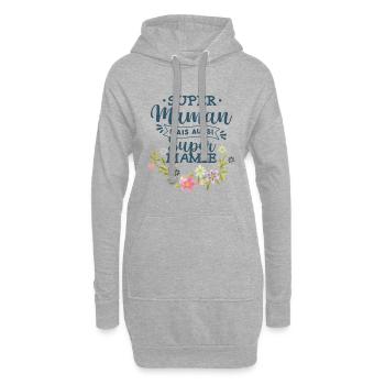 Maman Mais Aussi Mamie - Sweat-shirt à capuche long Femme - gris chiné - Devant