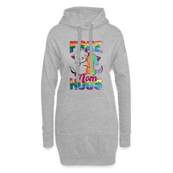 Mois de la fierté des chats LGBT Free Maman Hugs - Sweat-shirt à capuche long Femme - gris chiné - Devant