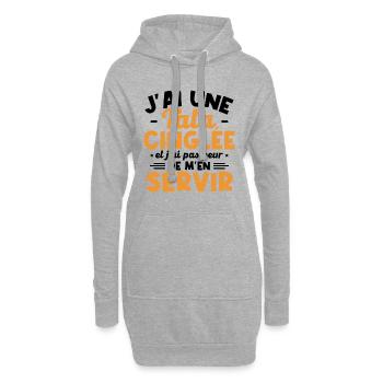 J ai une tata cinglée - Sweat-shirt à capuche long Femme - gris chiné - Devant